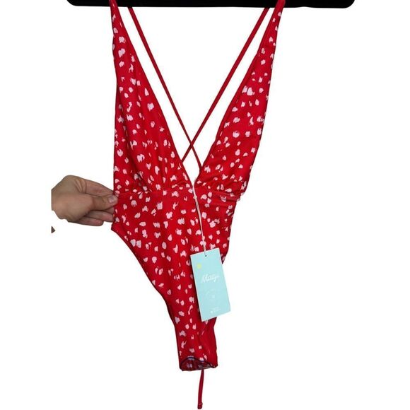 Maaji Red Camelia Safari Plunge Reversible One Piece NWT Sz. S - Picture 8 of 11